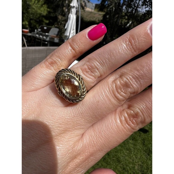 Vintage David Yurman 16mm Citrine/Tanzanite 14k yellow gold Ring - Picture 6 of 10